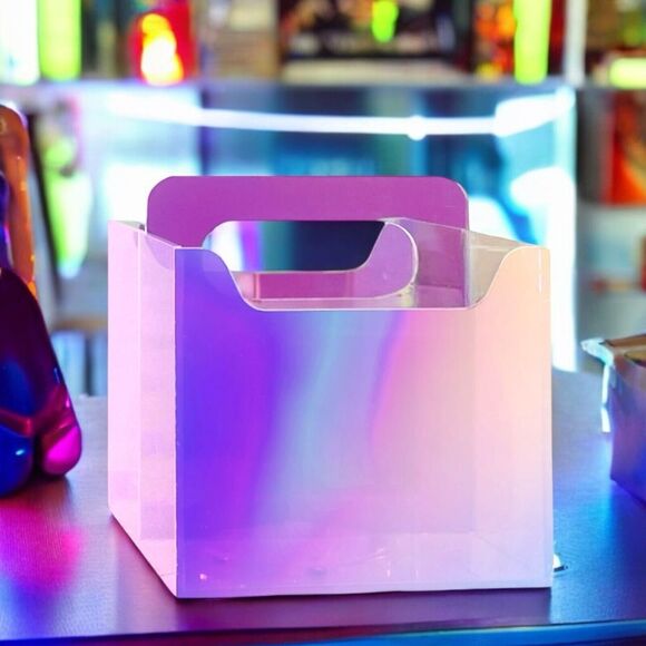 Clear Iridescent Rotating Desk Organizer Pen, Brush, Makeup, Remote Holder 5x5" - Picture 11 of 16